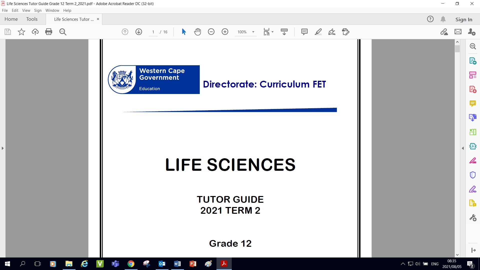 Gr 12 T2 Life Sciences Revision Tutor Guide 2021 WCED EPortal